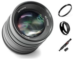 7artisans Objectif à mise au point manuelle 55 mm F1.4 Appareil photo système Olympus Panasonic + Stylo d' lens gratuit + Filtre UV 49 mm et pare-soleil