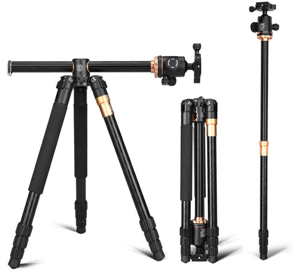 QZSD Q999H Aluminium Camera Statief Video Monopod Professioneel Uitschuifbaar Statief met Quick Release Plate en Balhoofd