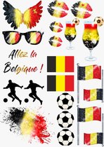 Raamsticker WK voetbal L Allez la Belgique - Versiering België - de rode duivels - the red devils belgium - WK voetbal - Raamdecoratie voetbal - zwart geel rood - voetbalsupporter - raamsticker België - 2022 - stickers