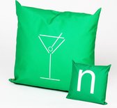 HUGS buitenkussen | Groen | Horeca | 40 x 40 | illustratie en letter | cocktail | outdoor kussen | terras | restaurant | waterafstotend