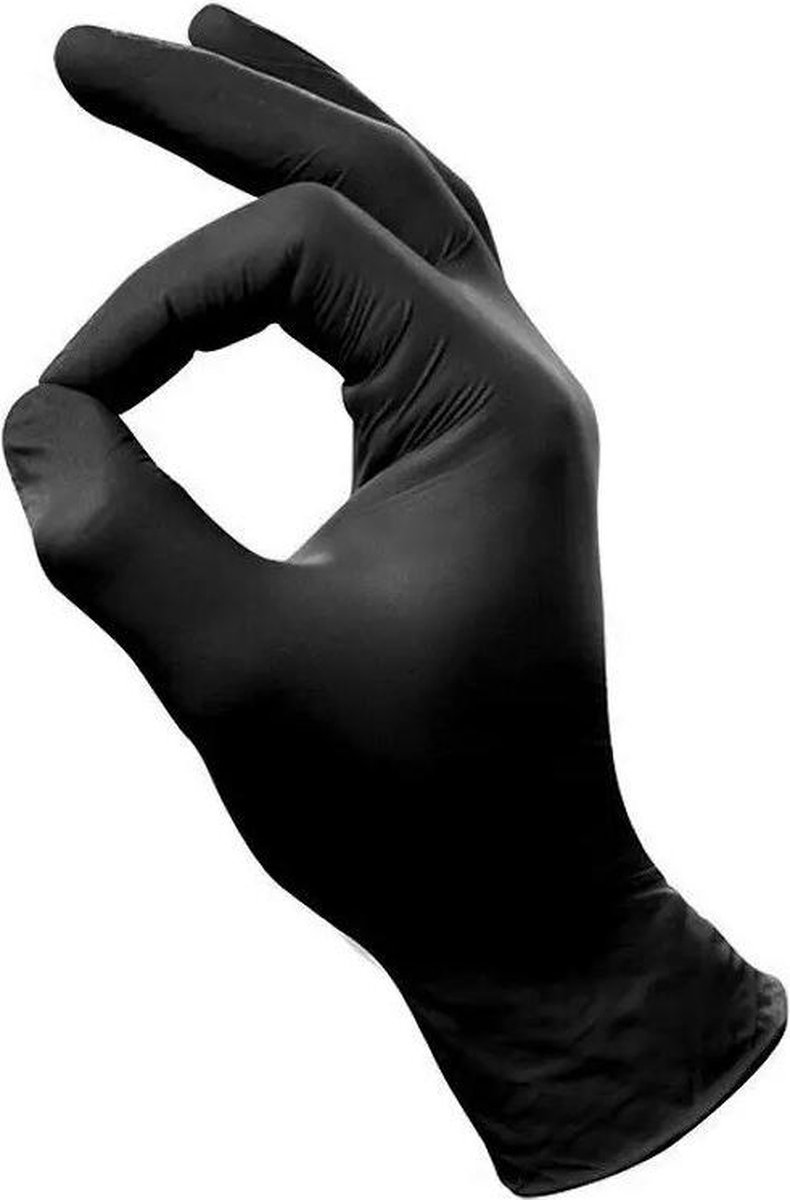 Handschoenen Latex zwart poedervrij 100st, M