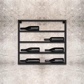 KEK Wonen Metalen Wijnrek - Modern - Muur - Zwart - Dubbel - 8 flessen - 75 × 70 × 10 cm