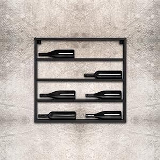 KEK Wonen Metalen Wijnrek - Modern - Muur Zwart - Dubbel - 8 flessen - × 70 10 cm |
