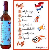 Wijnetiket EK Voetbal Nederland Oranje - Wijn Cadeau - Etiket voor wijnfles - Hup Holland Hup