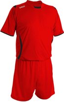 Voetbaltenue volwassenen (Voetbalshirt Levante KM inclusief voetbalbroek en voetbalkousen.) in de kleur rood - zwart. Maat: M