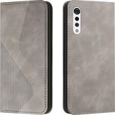 Voor LG Velvet Skin Feel Magnetisch S-type Effen Kleur Horizontale Flip Lederen Case met Houder & Kaartsleuf & Portemonnee (Grijs)