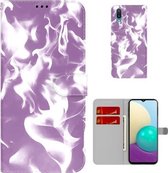 Voor Samsung Galaxy A02/M02 Cloud Fog Pattern Horizontal Flip Leather Case met Houder & Card Slot & Wallet (Paars)
