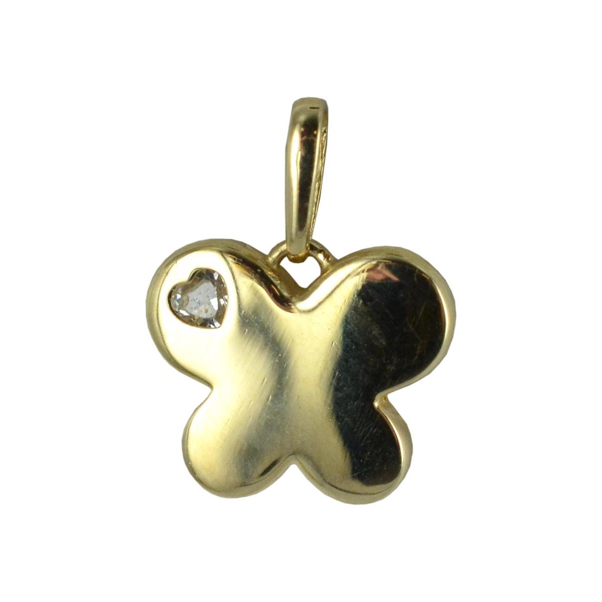 New Bling 9NBSAM-G200435 Gouden Hangertje - Vlinder - Zirkonia - 8,2 x 10 mm - 14 Karaat - Bedel - Goud