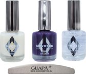 GUAPÀ® Nagellak set + nagelvijl | Zomer Nagels | Paarse nagellak 15 ml | Base Coat | Top Coat