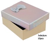 Dielay - Giftbox voor Sieraden - Sieradendoosje - Set van 12 Stuks - 7x9x3 cm - Zilverkleurig