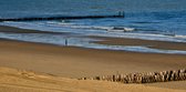 Tuinposter - Zee / Strand / Water in  bruin / wit / Zwart / blauw - 80 x 160 cm