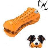 Tandenborstel Hond Melk Geur Smaak en Piep Honden Speelgoed Dog Toy - Krokodil Oranje - Dutchwide