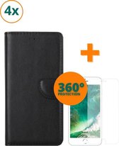 Fooniq Boek Hoesje Zwart 4x + Screenprotector 4x - Geschikt Voor Apple iPhone 6/6S Plus