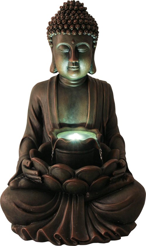 Luxform - Boeddha - waterornament - waterfontein - met LED verlichting -  48x41x72cm -... | bol