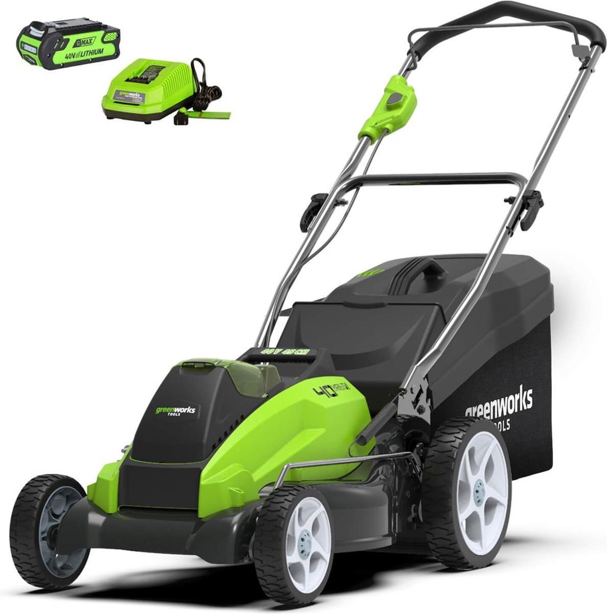 Greenworks Accu Grasmaaier 40 Volt 41 CM Met sterke 2.0 Ah Accu En Lader!