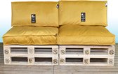 Dubbel Europalletbankje met Royal Velvet Kussens - Div Kleuren - Honinggeel