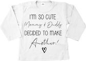 Shirt grote broer-grote zus-I'm so cute-wit-zwart-Maat 74