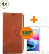 Fooniq Boek Hoes Bruin 4x + Screenprotector 4x - Geschikt Voor Apple iPhone 6/6S Plus