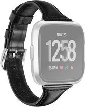 By Qubix geschikt voor Fitbit Versa 1 - 2 & Lite bandje TPU leer - Zwart Smartwatchbandje bandje Armband Polsband Strap Band Watchband