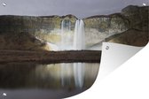 Tuinposter - Tuindoek - Tuinposters buiten - Een waterval met een meer in het Nationaal park Þingvellir in IJsland - 120x80 cm - Tuin