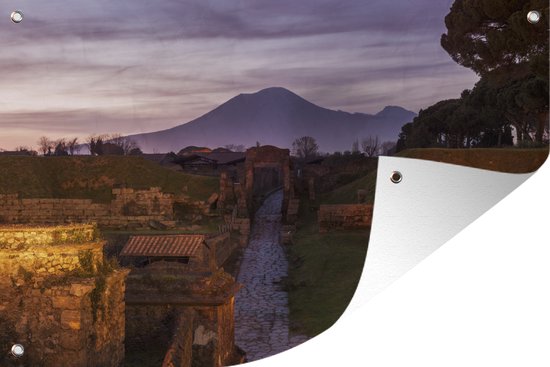 Pompéi avec le Vésuve en arrière-plan Affiche de jardin 90x60 cm - Toile de jardin / Toile d'extérieur / Peintures d'extérieur (décoration de jardin)