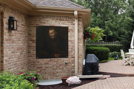 Affiche de jardin Rembrandt van Rijn (carré) - L'apôtre Paul - Peinture de Rembrandt van Rijn affiche de jardin en vrac 100x100 cm - Toile de jardin / Toile d'extérieur / Peintures d'extérieur (décoration de jardin) XXL / Groot format!