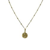 Silventi 9SIL-21425 Zilveren Ketting met hangertje - Dames - Oog - 13 mm Doorsnee - Zirkonia - Ankerschakel met Bolletjes - 40 + 2,5 + 2,5 cm - Zilver - Gold Plated (Verguld/Goud o