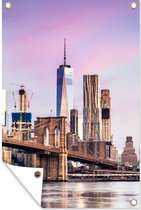 Tuindecoratie Brooklyn Brug en de skyline van New York - 40x60 cm - Tuinposter - Tuindoek - Buitenposter