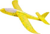 Zweefvliegtuig met verlichting Geel XL - EXTRA GROOT wegwerp vliegtuig foam - Speelgoed vliegtuig - stuntvliegers - vliegtuig kinderen - buitenspeelgoed - Vliegtuig van verhard foa