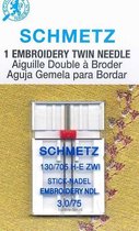 Schmetz Borduur tweelingnaald 3,0/75 - embroidery twin needle - 130/705 H-E ZWI