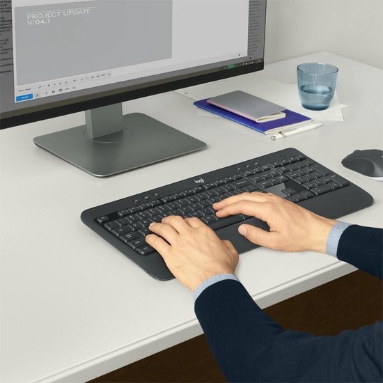 Logitech MK540 Advanced clavier Souris incluse RF sans fil QWERTY US International Noir, Blanc