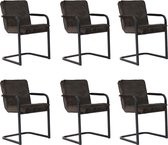 Livin24 Velvet eetkamerstoel Chloe antraciet/bruin - Eetkamerstoelen set van 6