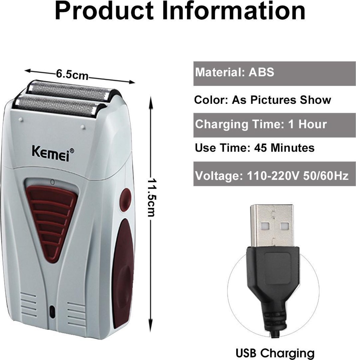 Kemei - KM 3382 - Shaver - Scheerapparaat - Perfect voor gladheid - kaal