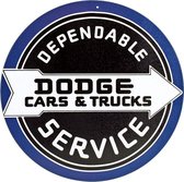 Dependable Dodge Cars And Trucks  Metalen wandbord Ø 30 cm..