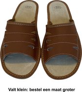 Leren heren slippers | Huisslippers | Instapsloffen | Pantoffels | Leer | Bruin | Maat 46