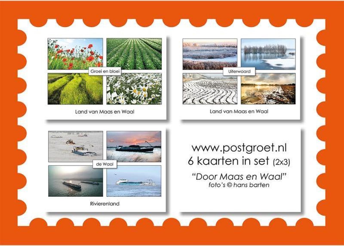 Kaarten set "Door Maas en Waal" 001 | Postgroet | Kaarten Maas en Waal | Rivierenland
