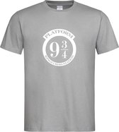 Grijs T Shirt met Harry Potter  " Platform 9 3/4 " print Wit size XXL