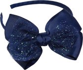 Jessidress® Diademen Meisjes Haar diadeem met elegante strik Haarband - Donker Blauw