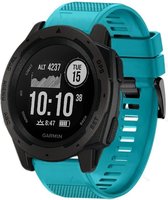 Shop4 - Garmin Instinct Bandje (ook Solar) - Siliconen Cyan Blauw