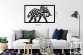 ByKemme® Muur Decoratie - Wand Decoratie - Huiskamer – Kinderkamer - Housewarming - Geometrisch - Wall Art - Olifant - Elephant - Bomen - Natuur - Zwart - 80 cm Breed x 48 cm Hoog