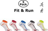 Comodo Korte Hardloopsokken / Sportsokken - 5 Pack Fit & Run - Wit 35/38
