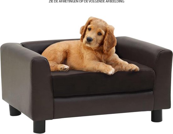 Mini honden sofa - honden mand - honden bank - donker bruin - Binnenafmetingen: 44 x 36 cm (B x D)