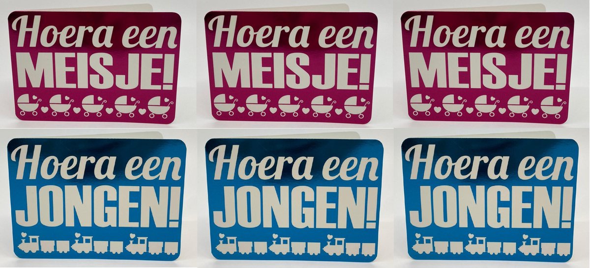 6 Cards & Crafts Luxe geboortekaartjes - Geboorte - 14,7 x 10,5 cm - inclusief enveloppen -