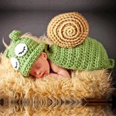 Groene slak witte ogen pasgeboren baby fotografie kleding hand breien honderd dagen baby foto rekwisieten