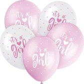 Geboorte Ballonnen It's A Girl Roze 30cm 5st