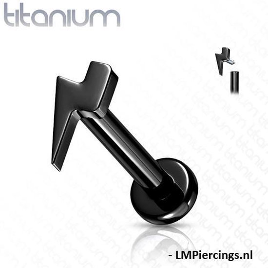 Piercing bliksem zwart 1.2x6 mm