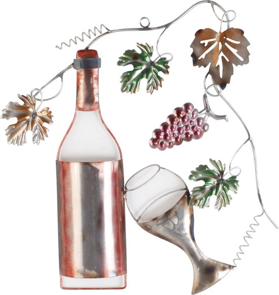Décoration murale "Bouteille, verre et raisins", NOUVEAU ! , œuvre d ...