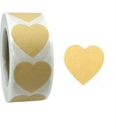 Sluitsticker - Sluitzegel – Kraft Naturel / hart / hartje | Trouwkaart - Geboortekaart - Envelop | Harten | Envelop stickers | Cadeau - Gift - Cadeauzakje - Traktatie | Chique inpa