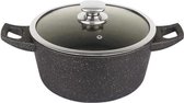 Royalty Line Forged Aluminum Nonstick Marble Cooking Pot-24cm Black