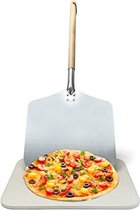 Italian Pizza Stone & Pizza Peel Set | Pizza Stone for Oven Use at Home | Pizza Stone for BBQ | Round, 30cm x 38cm